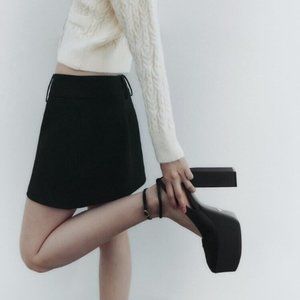 NWT Zara High Heel Black Platform Slingback Shoes